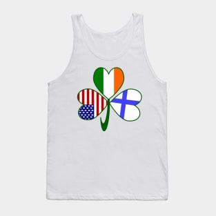 Finland Ireland USA Shamrock Flags Tank Top